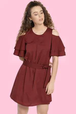 Sera Women Rust Solid-Line Dress