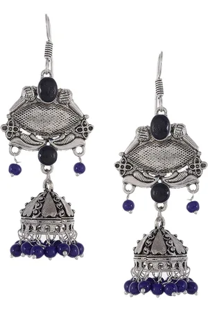 Silvermerc Designs Silver-Toned Dome Shaped Jhumkas
