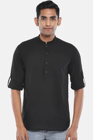 Pantaloons Men Black Patchwork Kurta