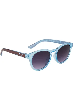 YK Unisex Kids Grey Lens & Blue Oval Sunglasses with UV Protected Lens