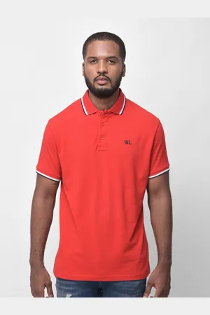 Woodland Men Red Polo Collar T-shirt