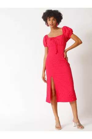 Campus Women Red Crepe Sheath Midi Dress