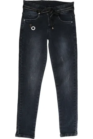 V-Mart Girls Grey Low Distress Light Fade Stretchable Jeans