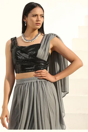Swtantra Women Black Embellished Sequined Saree Blouse