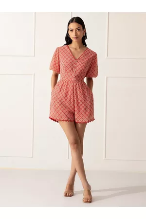 20Dresses Red & Beige Printed Jumpsuit