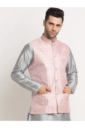 Kraft Men Pink Printed Nehru Jacket