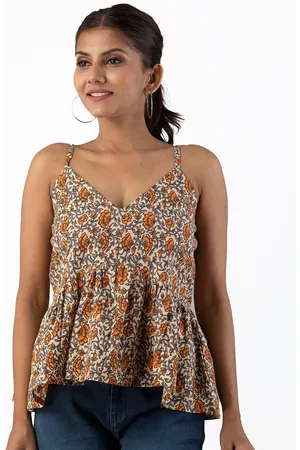 Kalini Beige Animal Print Indigo Empire Top