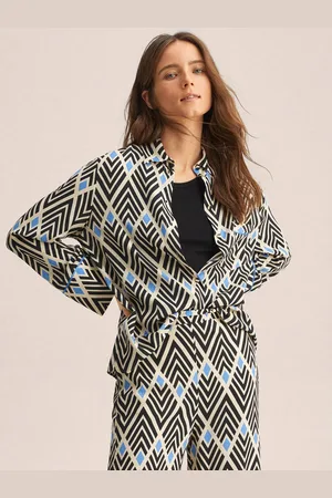 MANGO Women Black & Beige Printed Casual Shirt