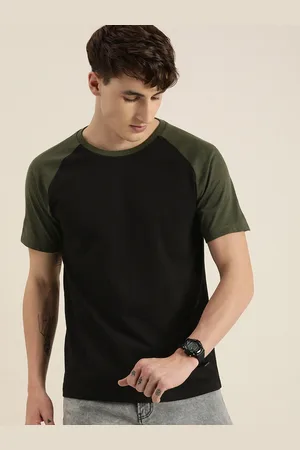 Invictus Men Black & Olive Green Colourblocked T-shirt