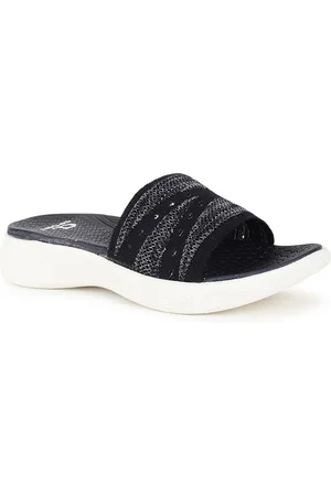 Carlton London Women Navy Blue & Grey Rubber Sliders