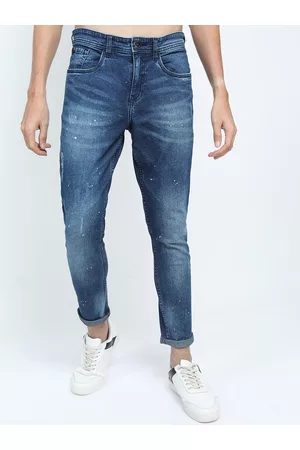 LocoMotive Men Blue Tapered Fit Low Distress Heavy Fade Stretchable Jeans