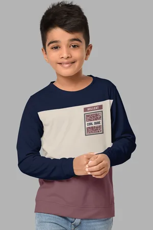 HELLCAT Boys Colourblocked Regular Fit Blended Cotton Long Sleeve Bio Finish T-shirt