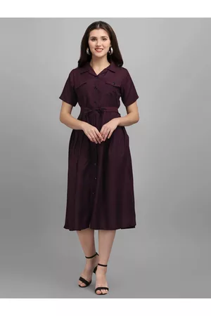 GUFRINA Women Burgundy Solid Shirt Dress