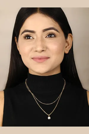 Priyaasi Gold-Toned & White Brass Gold-Plated Layered Necklace