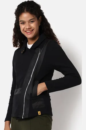 Campus Women Black Windcheater Outdoor Tailored Jacket
