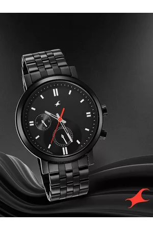 Fastrack Men Black Brass Dial & Bracelet Style Straps Analogue Wrist Watch