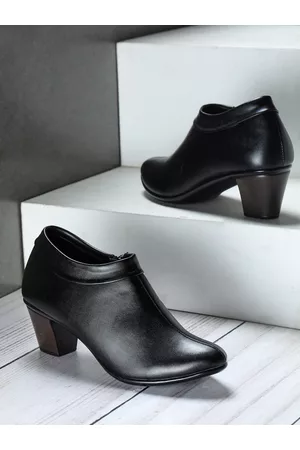 SHEZONE Black Solid Block Boots