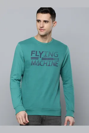 Flying Machine Men Green Brand Logo Printed Pure Cotton Pullover Sweatshirt