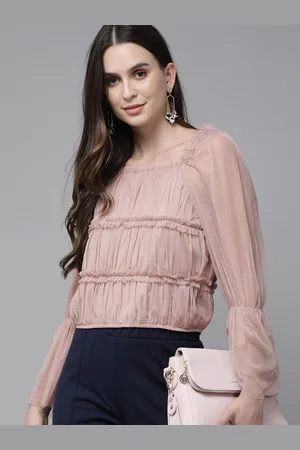 Rare Fashion Nude-Coloured Net Crop Top
