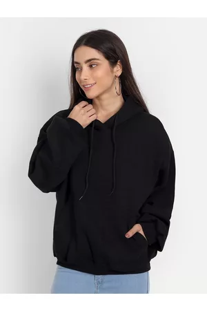 Color Capital Women Black Hooded Sweatshirt
