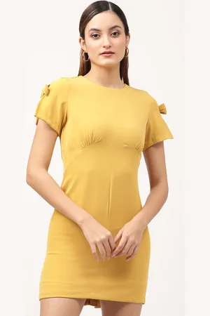 CENTRESTAGE Women Yellow Solid Sheath Dress