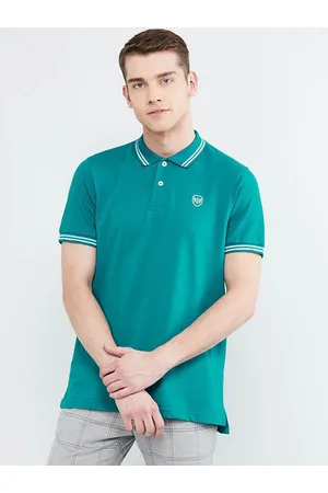 Max Collection Men Green Solid Polo Collar T-shirt