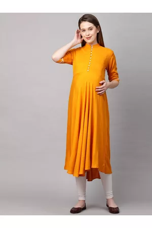 MomToBe Women Yellow Maternity Nursing Anarkali Sustainable Kurta