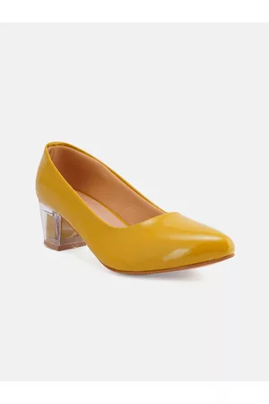 Scentra Women Mustard Party Block Pumps