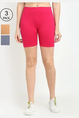 Jinfo Women Grey & Pink Set Of 3 Biker Shorts