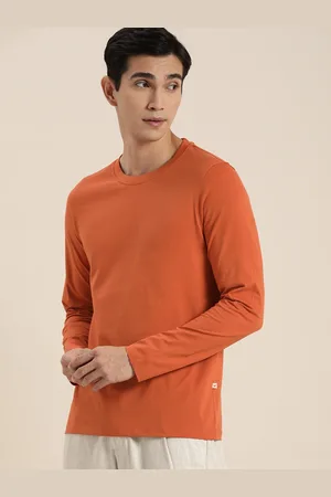 Invictus Men Rust Orange Solid Slim Fit T-shirt