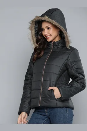 HERE&NOW Women Solid Black Parka Jacket
