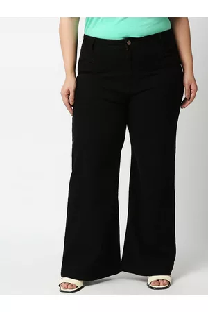 High Star Women Plus Size Black Wide Leg High-Rise Stretchable Jeans
