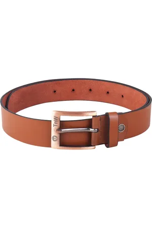 TNW Men Tan Brown Solid Leather Belt