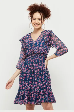 Max Collection Women Floral Printed A-Line Dress with Slip