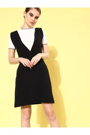 KASSUALLY Women Stylish Black Solid Twofer Take Dress