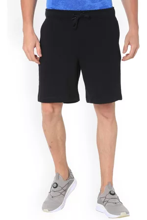 PUMA Men Black Solid Slim Fit Cotton Shorts