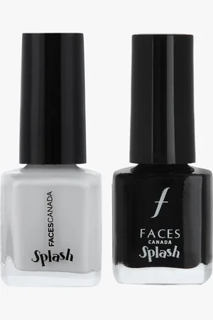 FACES CANADA Set of 2 Splash Nail Enamels - Black Beauty 15 & White O White 14
