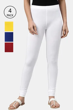 FRENCH KLEIDER Girls Pack Of 4 Solid Churidar-Length Leggings