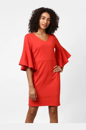 Harpa Women Coral Solid Sheath Dress