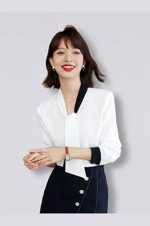 JC Collection Women White Tie-Up Neck Shirt Style Top