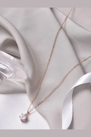 Joker & Witch Rose Gold-Toned & White Rhinestones-Studded Pendant With Chain
