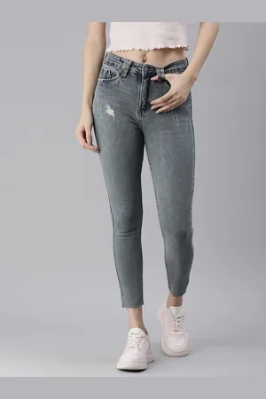 SHOWOFF Women Blue Slim Fit High-Rise Mildly Distressed Heavy Fade Stretchable Jeans