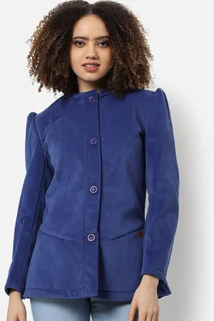 Campus Women Blue Solid Single Breasted Winter Wear Blazers