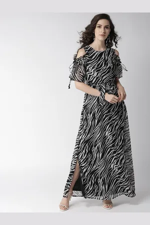 La Zoire Women Animal Print Georgette Maxi Dress