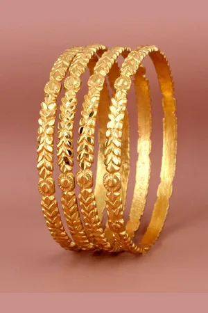 Lucky Jewellery Set Of 4 18K Gold-Plated Bangles