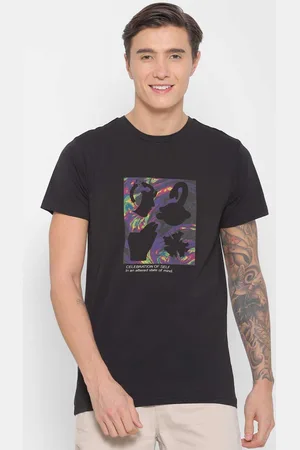 Forever 21 Men Black Printed Round Neck T-shirt