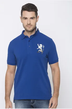Giordano Men Blue Solid Polo Collar Slim Fit T-shirt