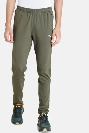 PUMA Men Olive Green Zippered Knitted Track Pants