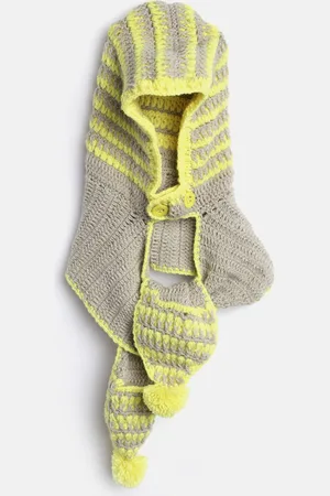 CHUTPUT Kids Grey & Yellow Crochet Beanie