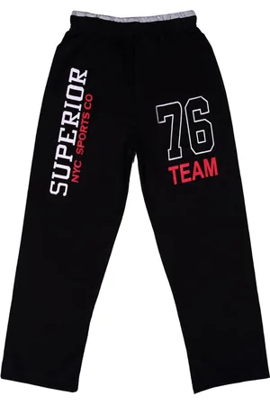 Sweet Angel Boys Black Printed Cotton Track Pant